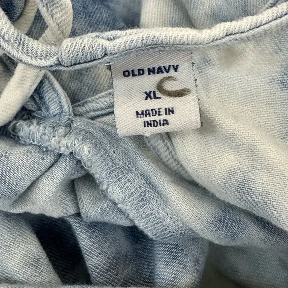 Old Navy Blue and White Tie-Dye Blouse tie up back flowy baby doll shirt size XL - Picture 4 of 7